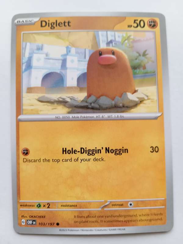 POKEMON CARD - DIGLETT  103/197 COMMON OBSIDIAN FLAMES 2023 - MINT