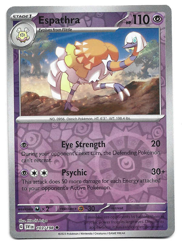 ESPATHRA - REVERSE HOLO  103/198 POKEMON TCG SCARLET & VIOLET TRADING CARD
