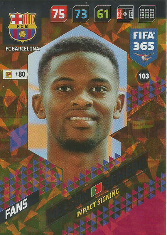 NELSON SEMEDO - PANINI FIFA 365 COLLECTION 2018  - FOIL `IMPACT SIGNING` TRADING CARD 103