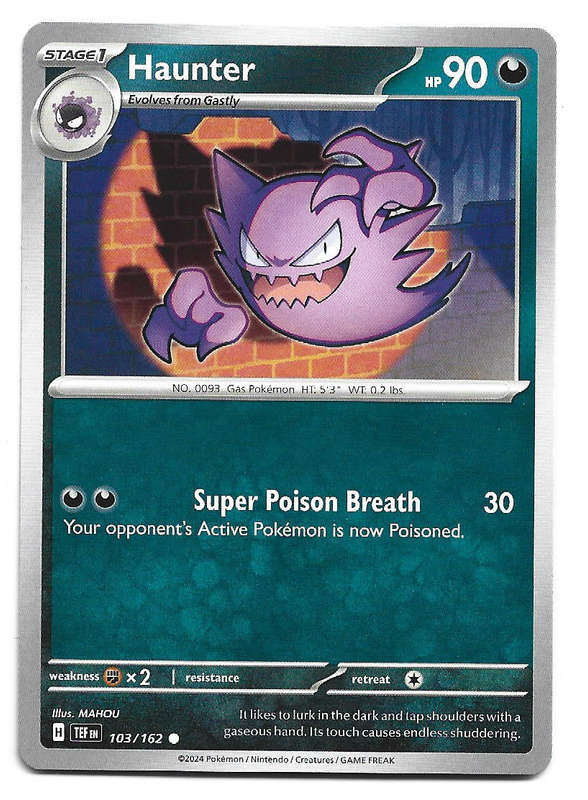 HAUNTER - COMMON  103/162 POKEMON TCG TEMPORAL FORCES TRADING CARD