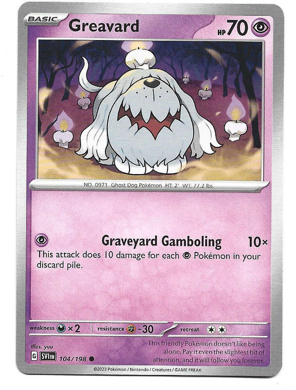 GREAVARD - COMMON  104/198  POKEMON TCG SCARLET & VIOLET TRADING CARD