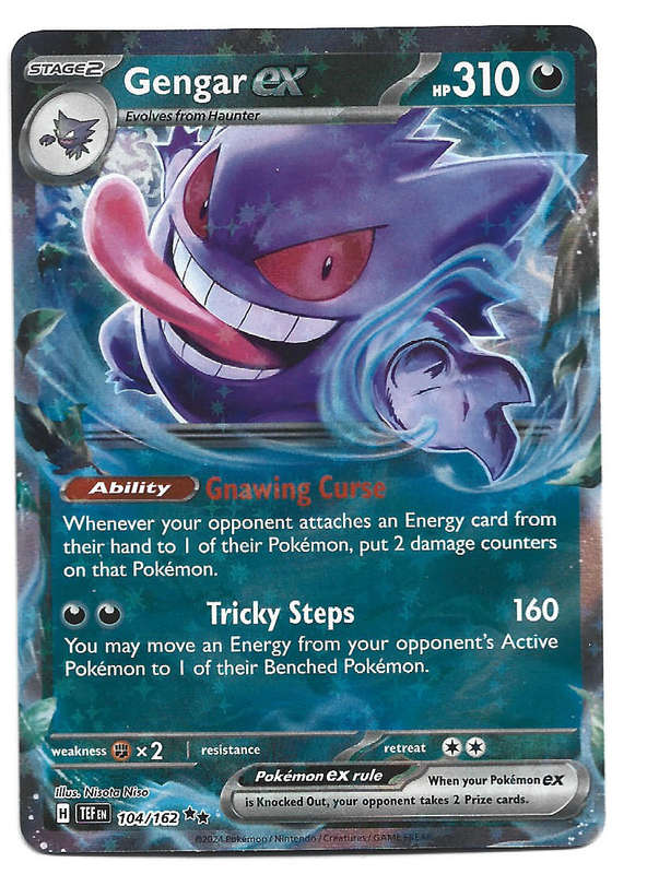 GENGAR EX - HOLO D/RARE  104/162 POKEMON TCG TEMPORAL FORCES TRADING CARD
