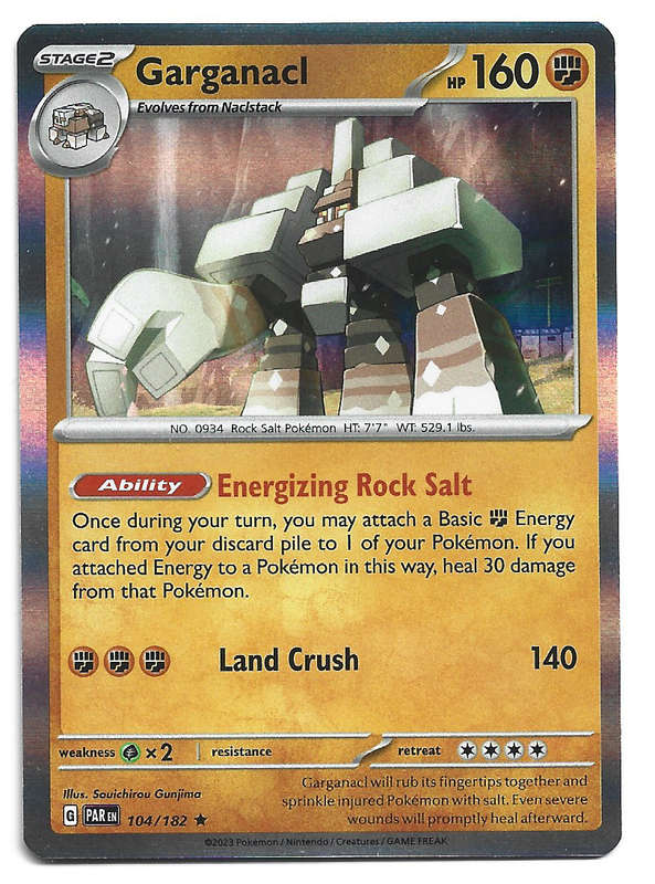 GARGANACL -   HOLO RARE POKEMON PARADOX RIFT  104/182 TRADING CARD