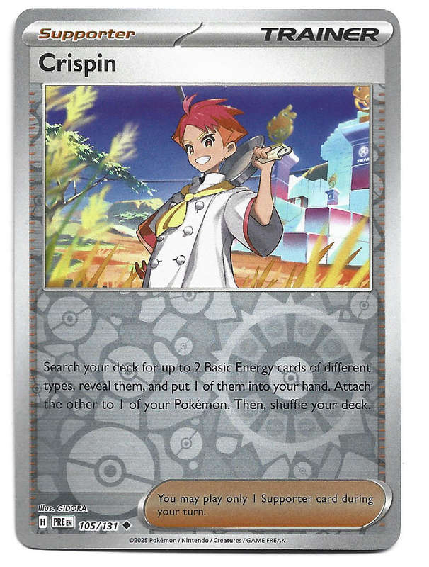 CRISPIN  - REVERSE HOLO  105/131  POKEMON PRISMATIC EVOLUTIONS TRADING CARD