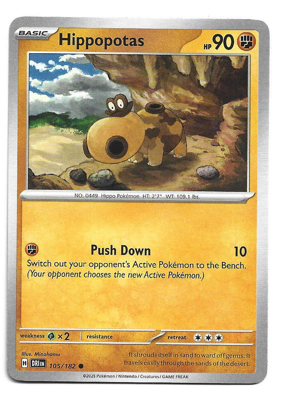 HIPPOPOTAS - COMMON  105/182  POKEMON TCG DESTINED RIVALS TRADING CARD