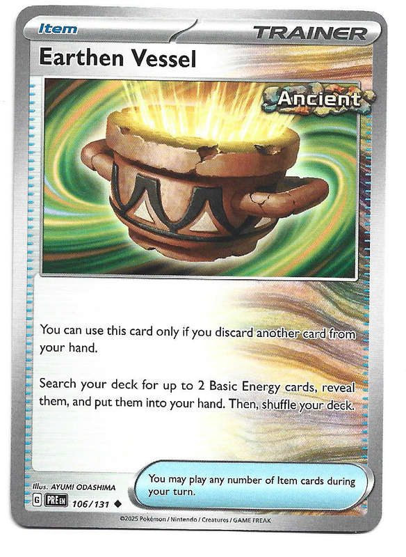 EARTHEN VESSEL - COMMON  106/131 POKEMON TCG PRISMATIC EVOLUTIONS  TRADING CARD