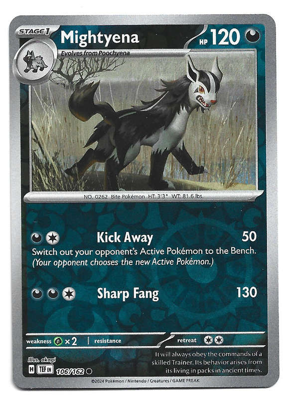 MIGHTYENA - REVERSE HOLO  POKEMON TEMPORAL FORCES  106/162 TRADING CARD