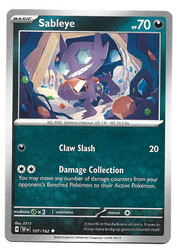 SABLEYE - POKEMON TEMPORAL FORCES  107/162 TRADING CARD