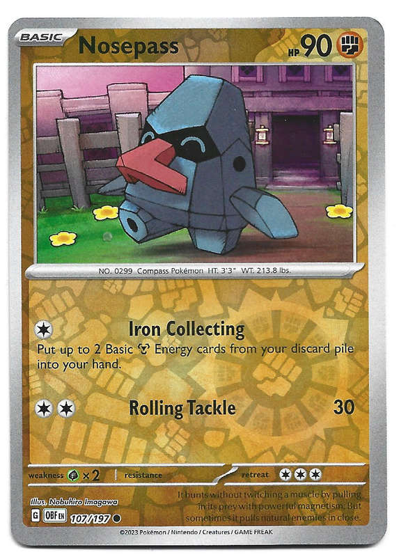 NOSEPASS - REVERSE HOLO  107/197 POKEMON TCG OBSIDIAN FLAMES TRADING CARD