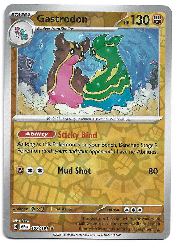 GASTRODON  - REVERSE HOLO  107/191 POKEMON TCG SURGING SPARKS TRADING CARD
