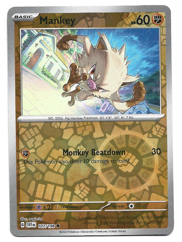 MANKEY - REVERSE HOLO  107/198 POKEMON TCG SCARLET & VIOLET TRADING CARD