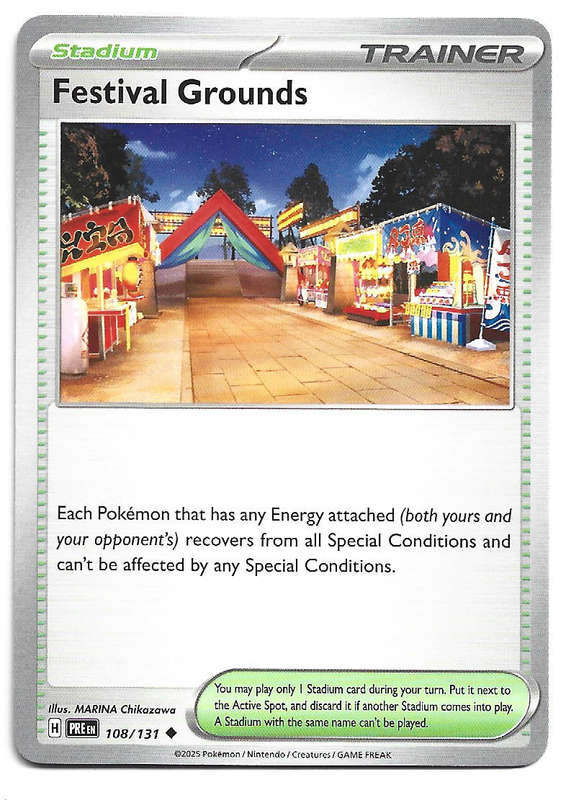 FESTIVAL GROUNDS - COMMON  108/131 POKEMON TCG PRISMATIC EVOLUTIONS  TRADING CARD