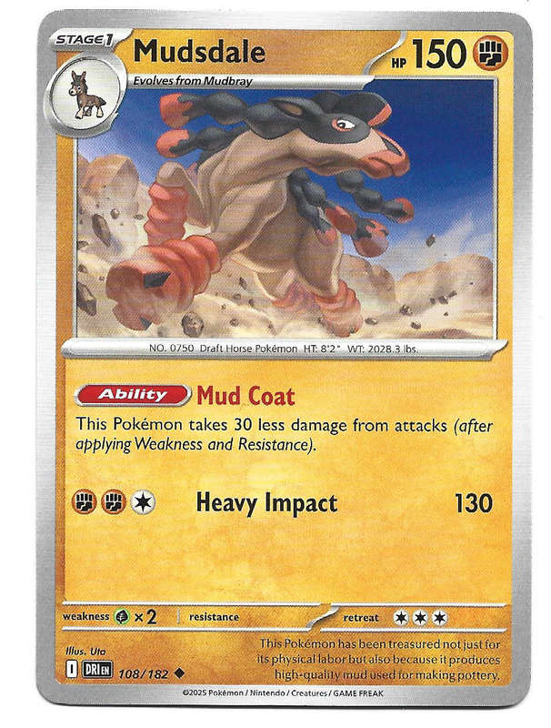 MUDSDALE - UNCOMMON  108/182  POKEMON TCG DESTINED RIVALS TRADING CARD