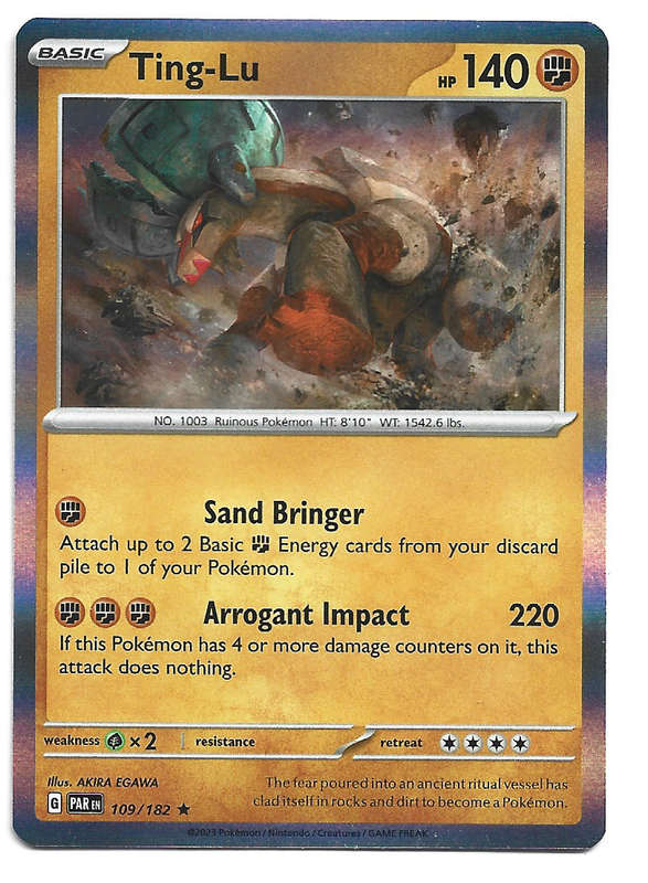 TING LU -   HOLO RARE POKEMON PARADOX RIFT  109/182 TRADING CARD