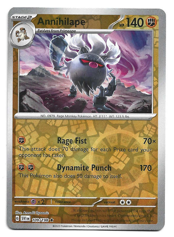ANNIHILAPE - REVERSE HOLO  109/198 POKEMON TCG SCARLET & VIOLET TRADING CARD