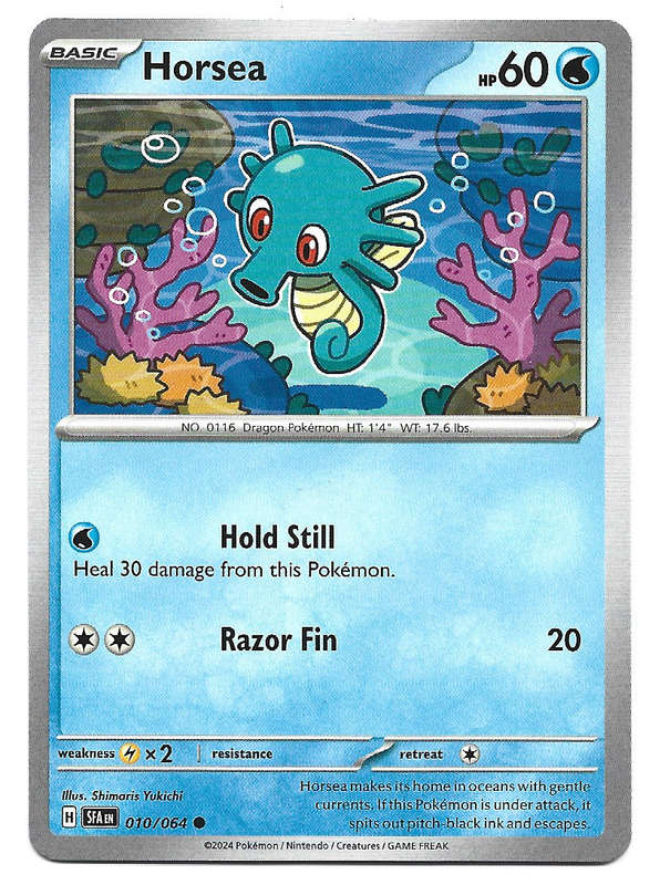 POKEMON CARD - HORSEA  10/64 Common Shrouded Fable Trading Card - Mint