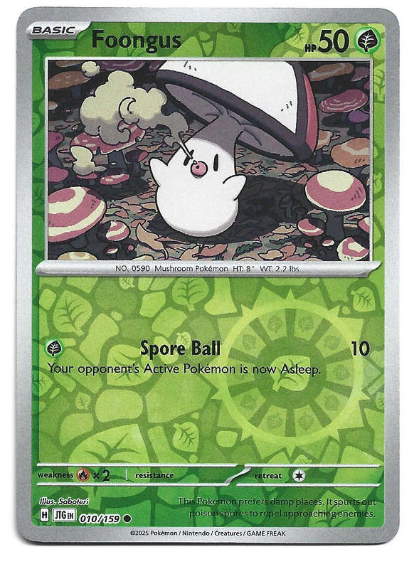 FOONGUS - REVERSE HOLO  10/159 POKEMON TCG JOURNEY TOGETHER TRADING CARD