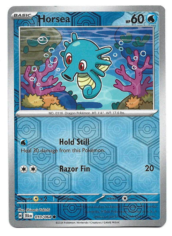HORSEA - REVERSE HOLO   10/64 POKEMON TCG SHROUDED FABLE TRADING CARD