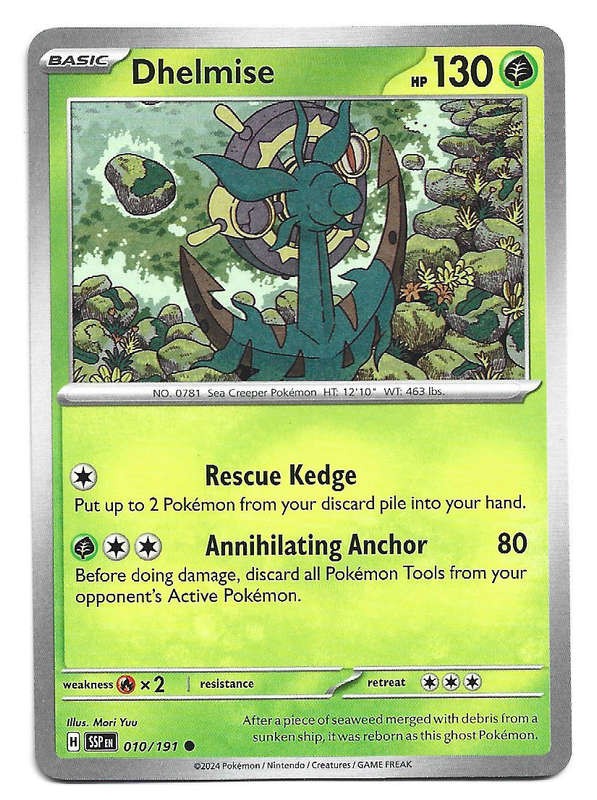 DHELMISE - COMMON  10/191  POKEMON TCG SURGING SPARKS TRADING CARD