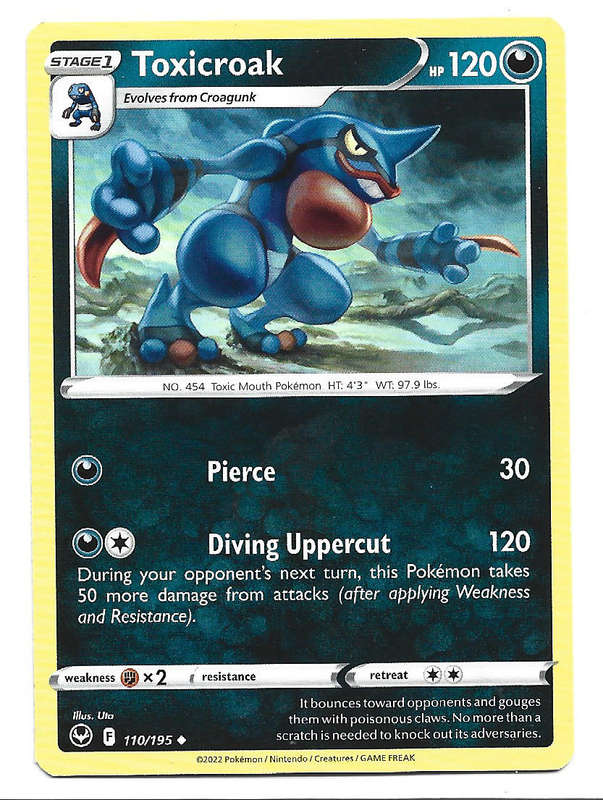 TOXICROAK - COMMON  110/195  POKEMON TCG SILVER TEMPEST TRADING CARD