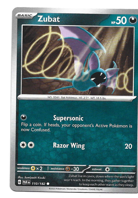 ZUBAT  -   COMMON POKEMON PARADOX RIFT  110/182 TRADING CARD