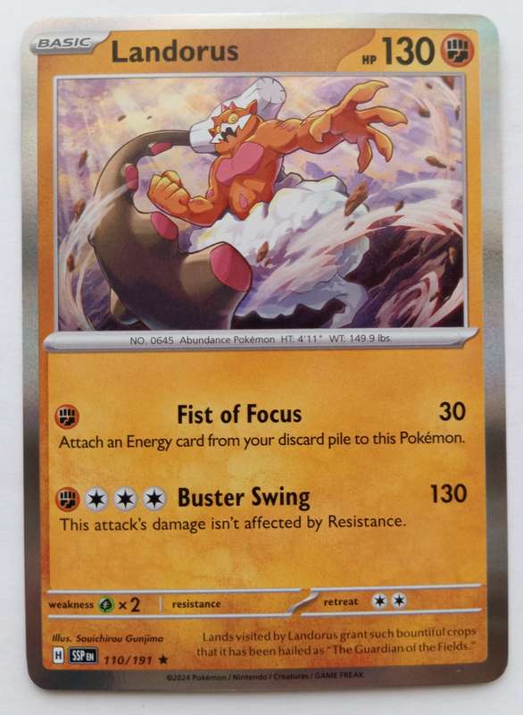 LANDORUS - POKEMON NINTENDO SURGING SPARKS - HOLO RARE TRADING CARD 110/191
