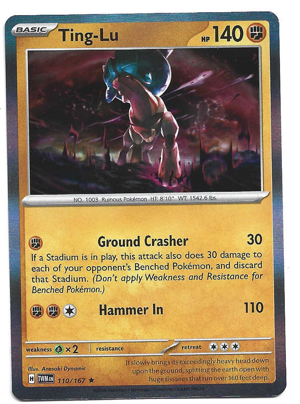 TING-LU - HOLO RARE POKEMON TWILIGHT MASQUERADE   110/167 TRADING CARD