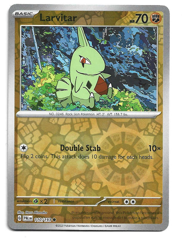 LARVITAR -  REVERSE HOLO  110/193 POKEMON TCG PALDEA EVOLVED TRADING CARD