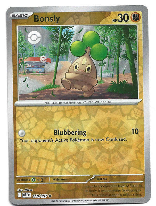 BONSLY - REVERSE HOLO  110/197 POKEMON TCG OBSIDIAN FLAMES TRADING CARD