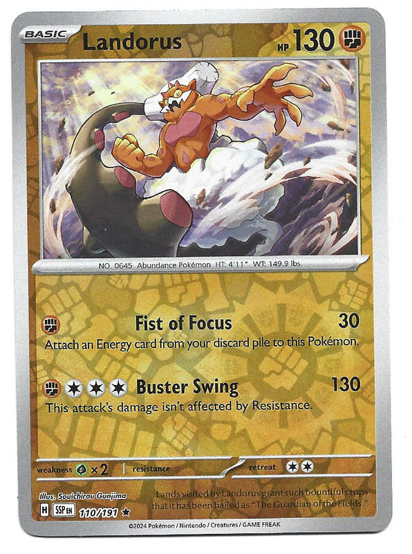 LANDORUS  - REVERSE HOLO  110/191 POKEMON TCG SURGING SPARKS TRADING CARD