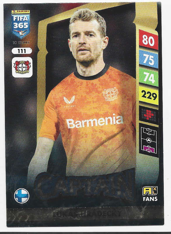 LUKAS HRADECKY - PANINI FIFA 365 COLLECTION 2025 - FOIL "CAPTAIN" TRADING CARD 111