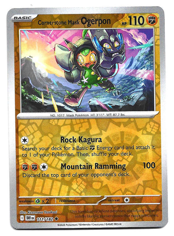 CORNERSTONE MASK OGERPON - REVERSE HOLO 111/182  POKEMON TCG DESTINED RIVALS TRADING CARD