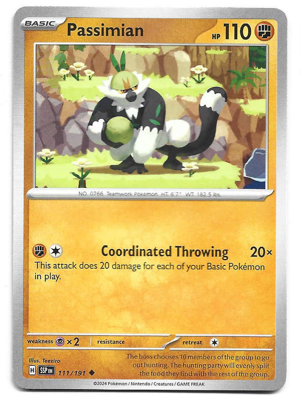 PASSIMIAN -  UNCOMMON  111/191 POKEMON TCG SURGING SPARKS TRADING CARD