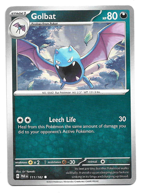 GOLBAT  -  POKEMON PARADOX RIFT COMMON  111/182 TRADING CARD
