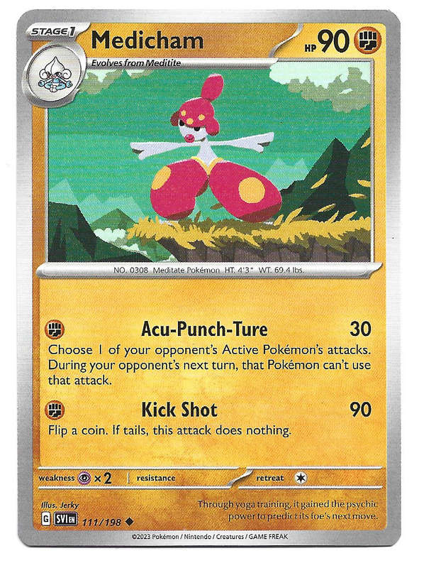 MEDICHAM - POKEMON SCARLET & VIOLET  111/198 COMMON TRADING CARD