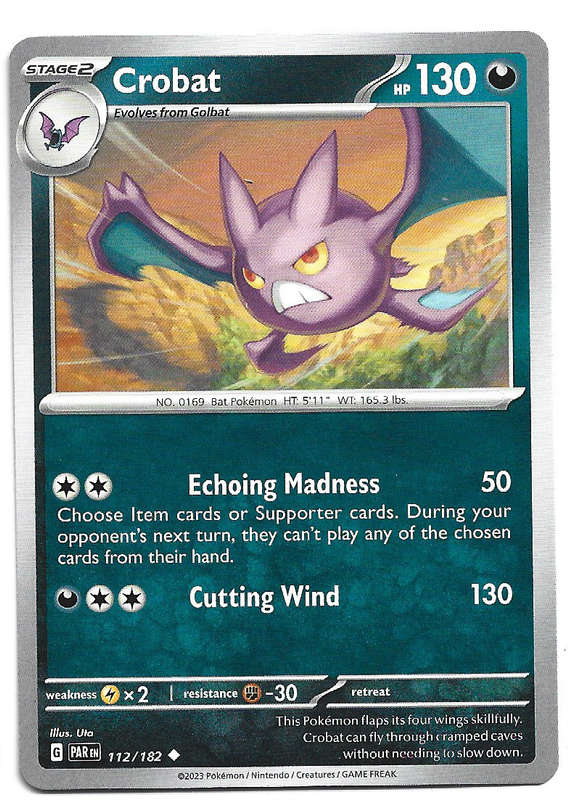CROBAT - POKEMON PARADOX RIFT  112/182  UNCOMMON TRADING CARD