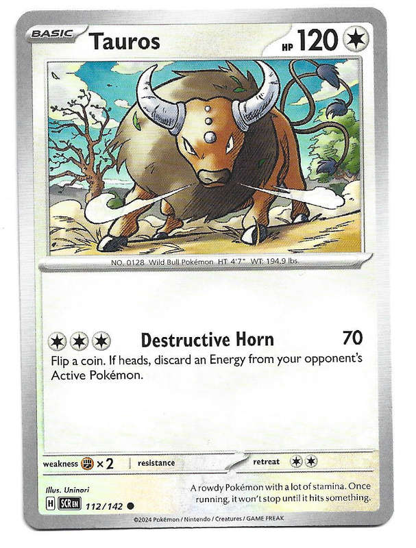 TAUROS -  COMMON 112/142 POKEMON TCG STELLAR CROWN TRADING CARD