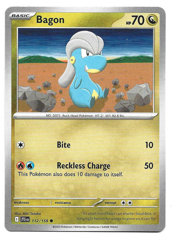 BAGON - COMMON 112/159 POKEMON TCG JOURNEY TOGETHER TRADING CARD