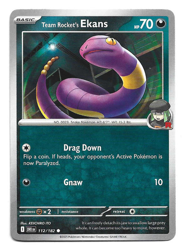 TEAM ROCKET's EKANS - COMMON  112/182  POKEMON TCG DESTINED RIVALS TRADING CARD