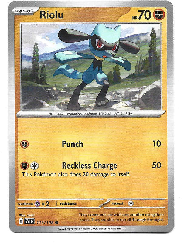 RIOLU - COMMON  113/198  POKEMON TCG SCARLET & VIOLET TRADING CARD