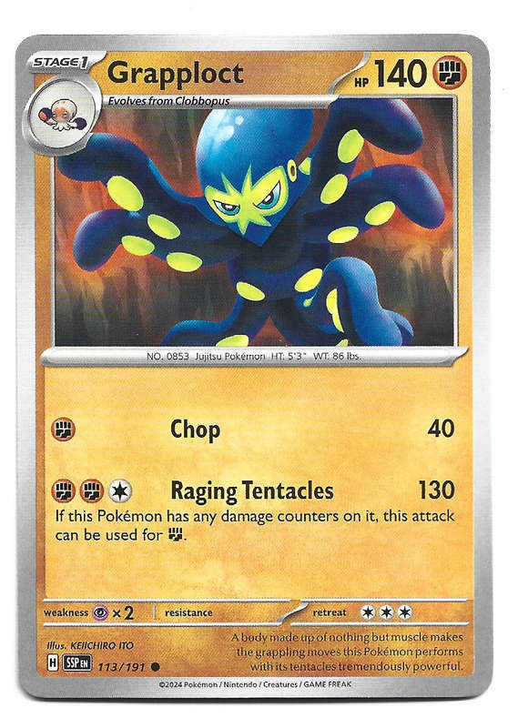 GRAPPLOCT  - COMMON  113/191 POKEMON TCG SURGING SPARKS TRADING CARD