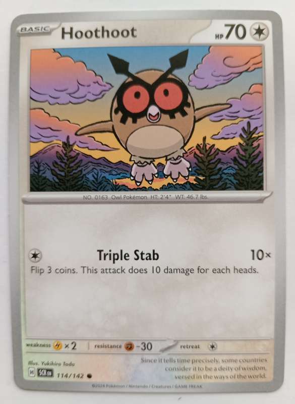 HOOTHOOT - POKEMON NINTENDO STELLAR CROWN 2024 -  TRADING CARD 114/142