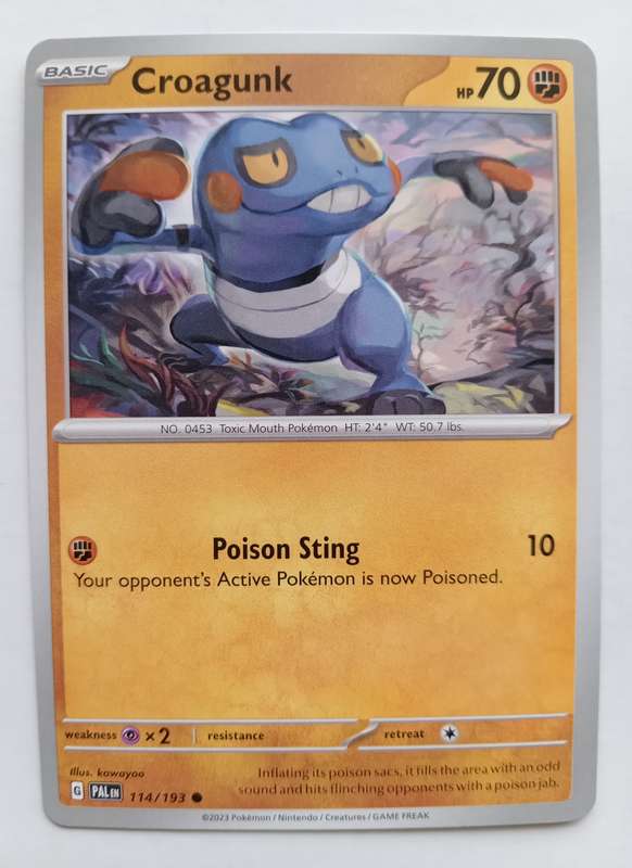 POKEMON CARD - CROAGUNK  114/193 COMMON PALDEA EVOLVED 2023 - MINT
