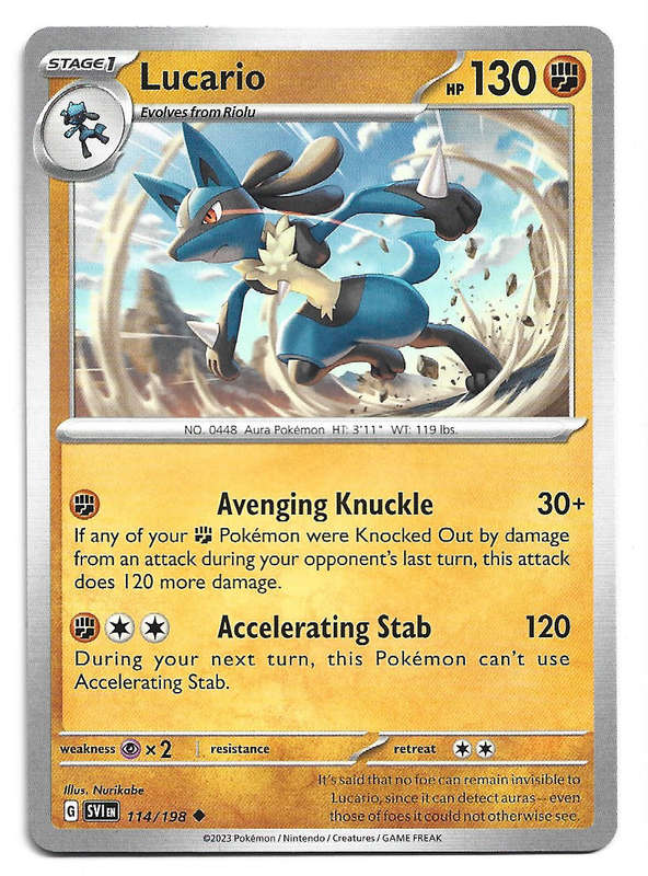 LUCARIO - UNCOMMON  114/198  POKEMON TCG SCARLET & VIOLET TRADING CARD