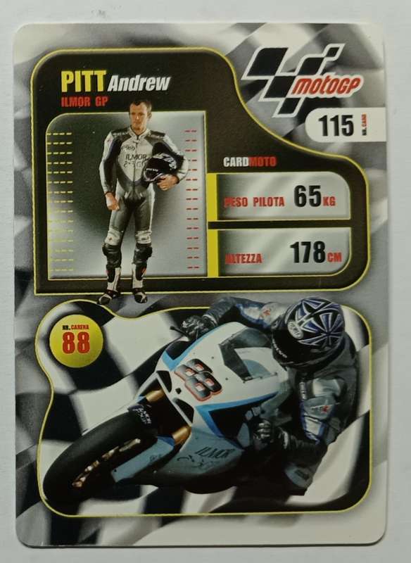 ANDREW PITT - MOTO GP 07 `PREZIOSI COLLECTION`  - RARE FOIL TRADING CARD 115
