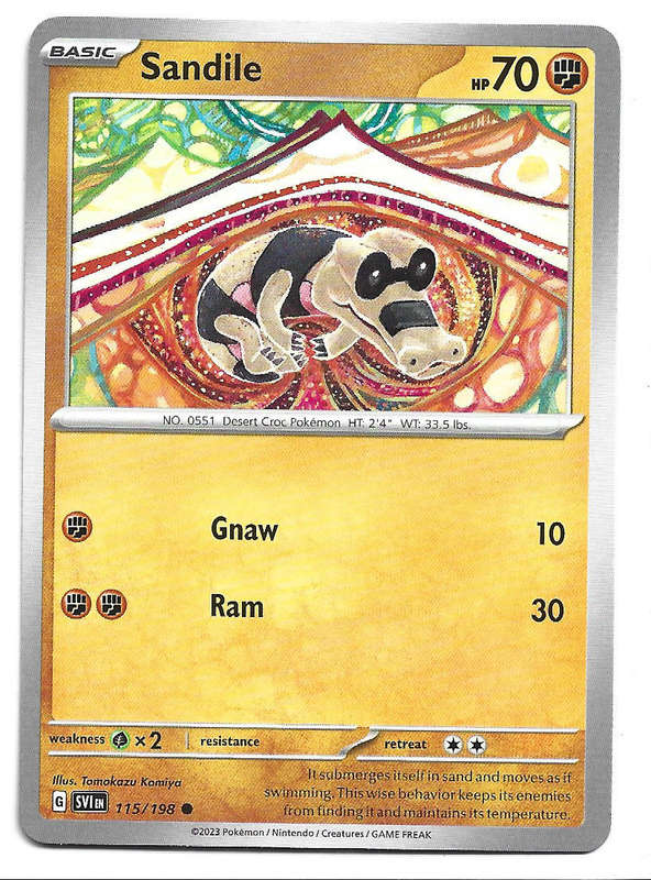 SANDILE - COMMON  115/198  POKEMON TCG SCARLET & VIOLET TRADING CARD