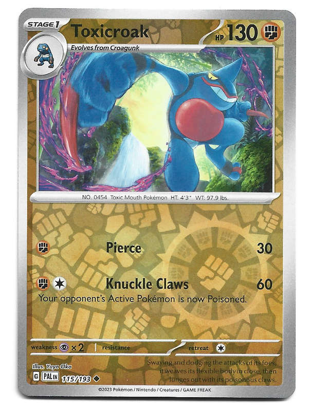 POKEMON CARD -TOXICROAK  115/193 Reverse Holo  Paldea Evolved Trading Card - Mint