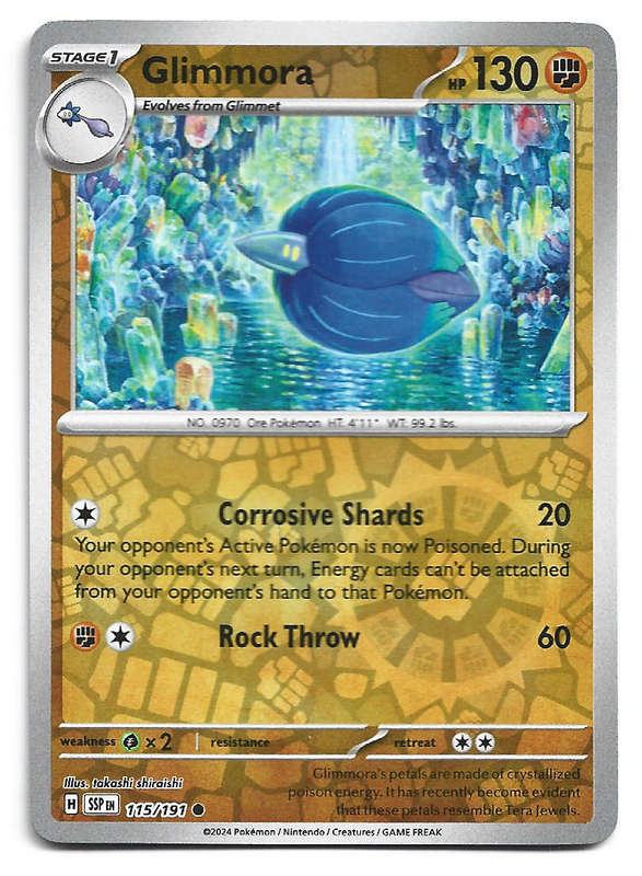 GLIMMORA -  REVERSE HOLO 115/191 POKEMON TCG SURGING SPARKS TRADING CARD