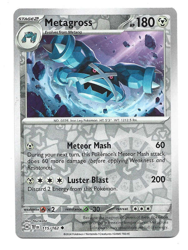METAGROSS - REVERSE HOLO  115/162 POKEMON TCG TEMPORAL FORCES TRADING CARD