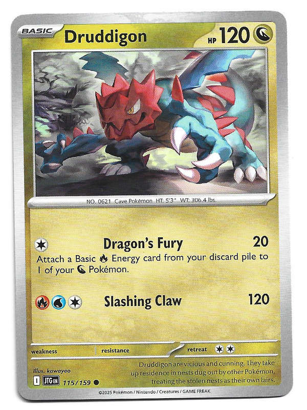 DRUDDIGON - COMMON  115/159 POKEMON TCG JOURNEY TOGETHER TRADING CARD